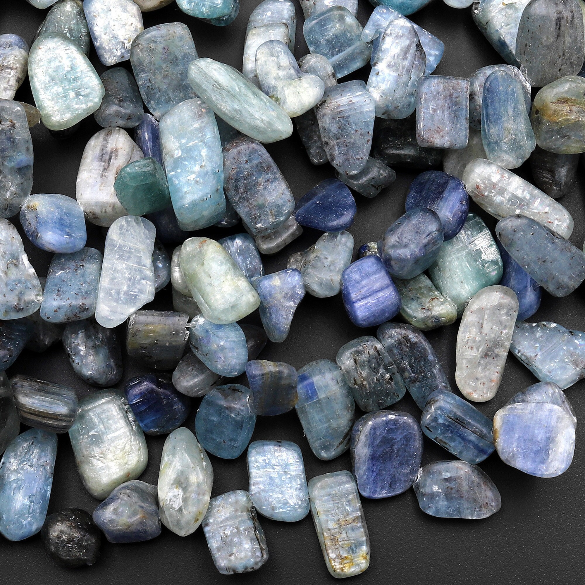 Natural Kyanite Freeform Top Side Drilled Pebble Petal Nugget Beads 15.5" Strand Natural Kyanite Freeform Top Side Drilled Pebble Petal Nugget Beads 15.5" Strand