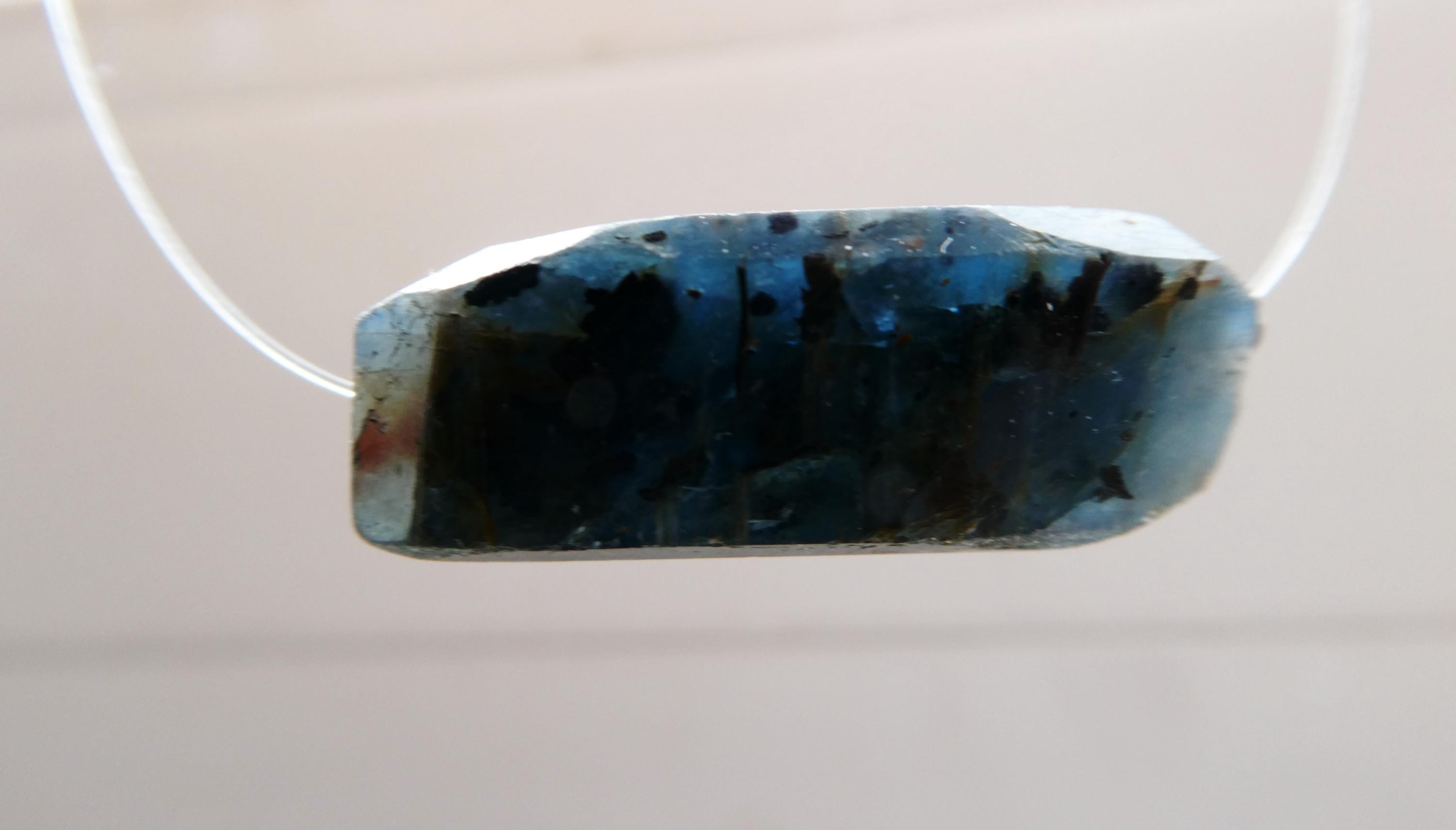 Blue Flat Tube Kyanite 23mm Bead- 1 Focal Raw Gemstone -jewelry Making- Craft Beads