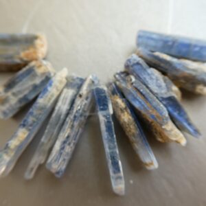 Raw Blue Kyanite Stick 14-23mm Beads- 11pcs Middle Drilled Gemstone- Jewelry Making-craft Natural Beads