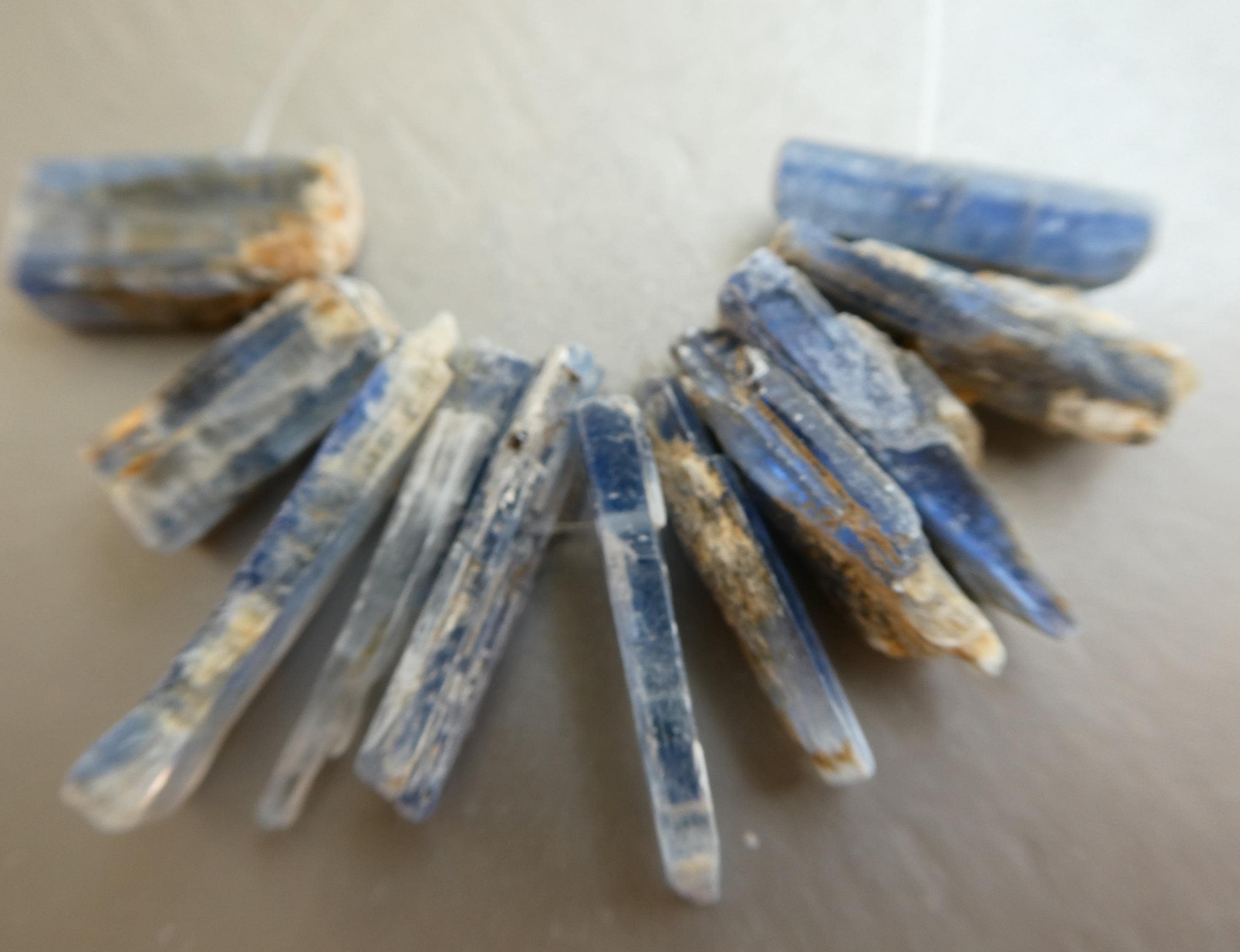 Raw Blue Kyanite Stick 14-23mm Beads- 11pcs Middle Drilled Gemstone- Jewelry Making-craft Natural Beads