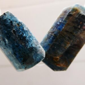 Raw Blue Kyanite Tube 16-22mm Beads- 2 Focal Natural Pcs-jewelry Making -craft Rustic Beads