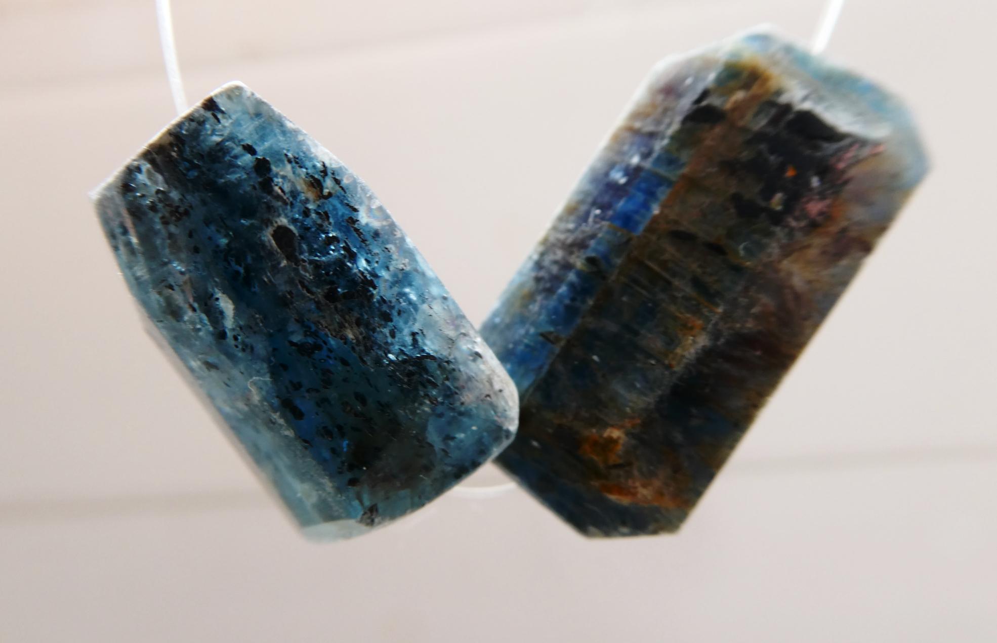 Raw Blue Kyanite Tube 16-22mm Beads- 2 Focal Natural Pcs-jewelry Making -craft Rustic Beads Raw Blue Kyanite Tube 16-22mm Beads- 2 Focal Natural Pcs-jewelry Making -craft Rustic Beads