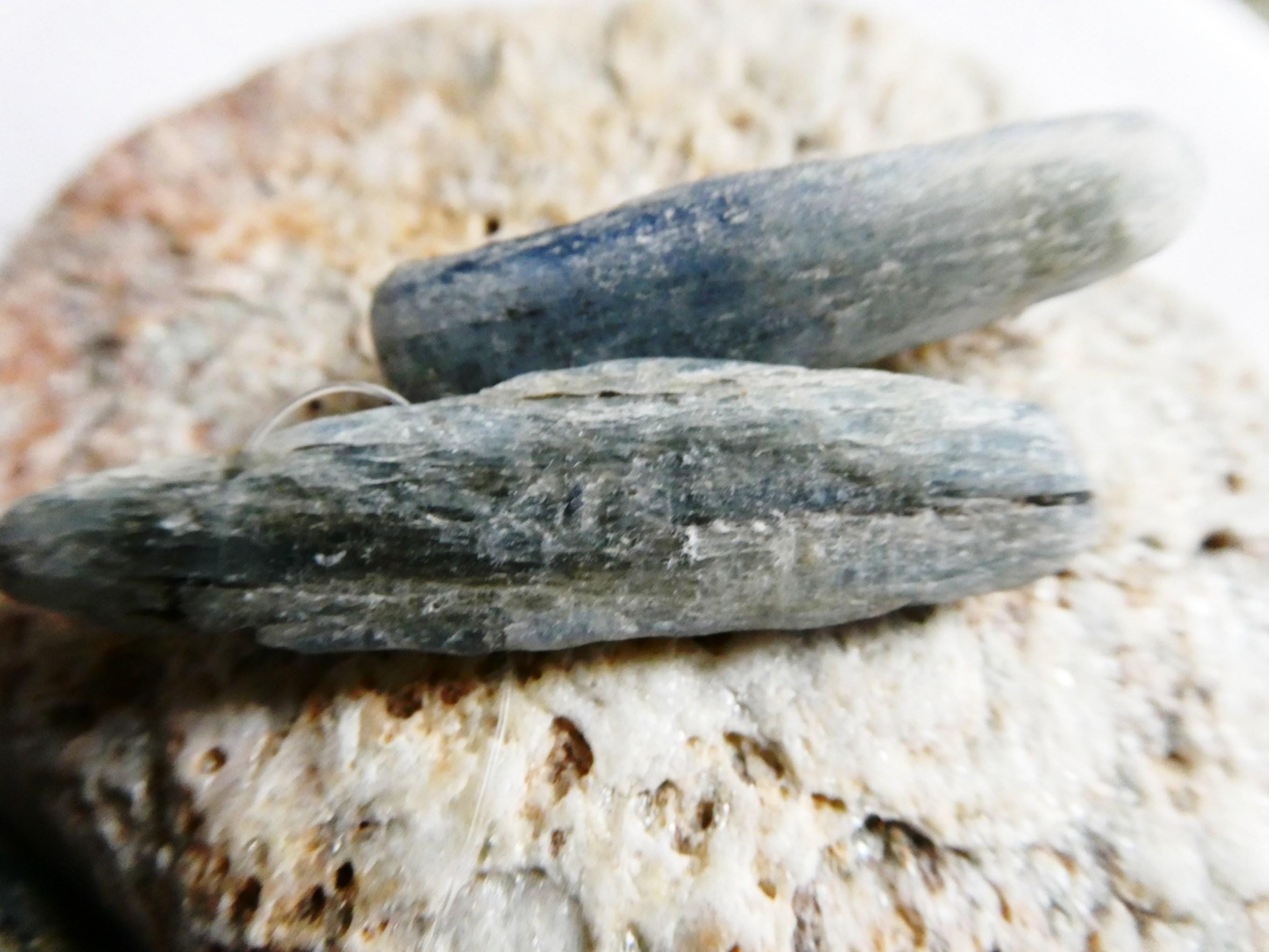 Raw Denim Kyanite Stick 36-40mm Set Beads- 2 Natural Blue Point-rustic Jewelry Making-craft Beads