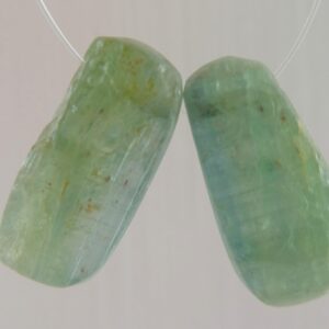 Raw Green Kyanite Flat Stick 18-22mm Beads- 2 Pcs Gemstone-pendant Jewelry Making-craft Natural Beads