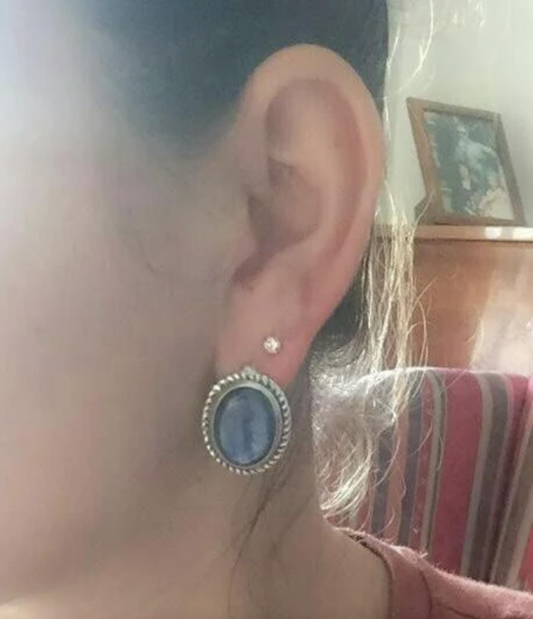 Kyanite Earrings, African Kyanite, Natural Kyanite, Heavy Earrings, Vintage Earrings, Blue Kyanite, Blue Stone Earrings, Big Earrings