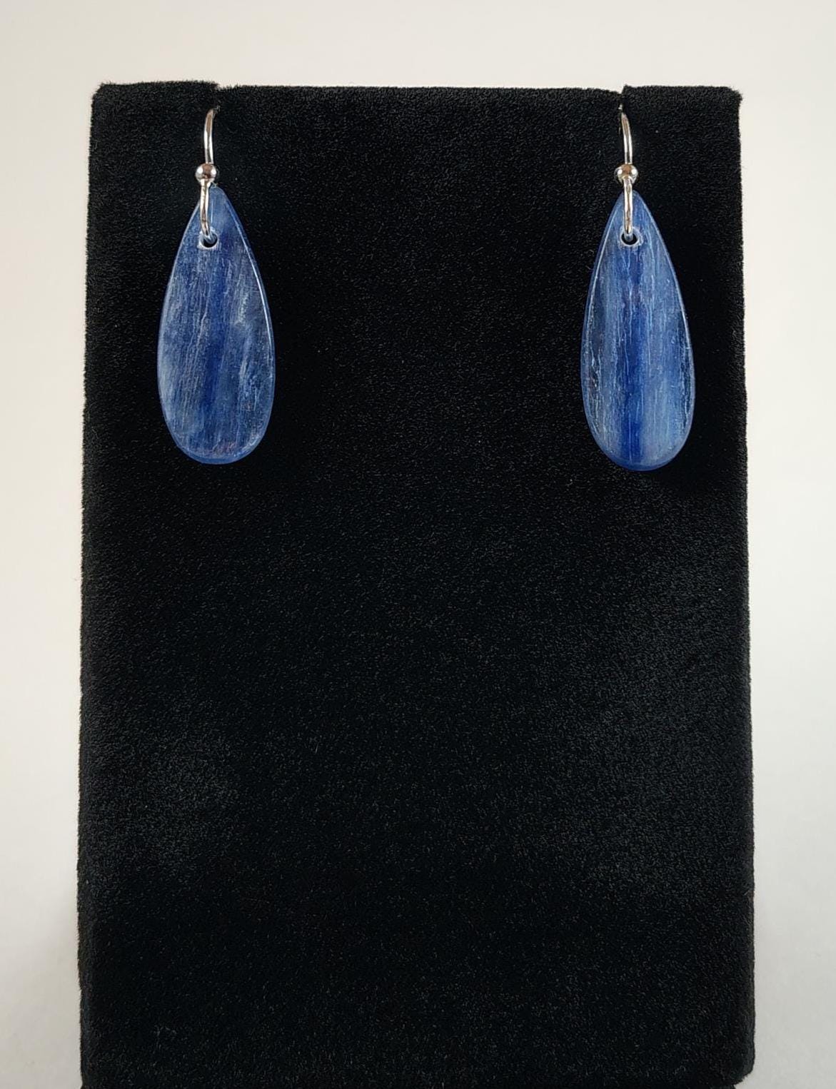 Kyanite And Sterling Silver Drop Earrings Handmade By Chris Hay