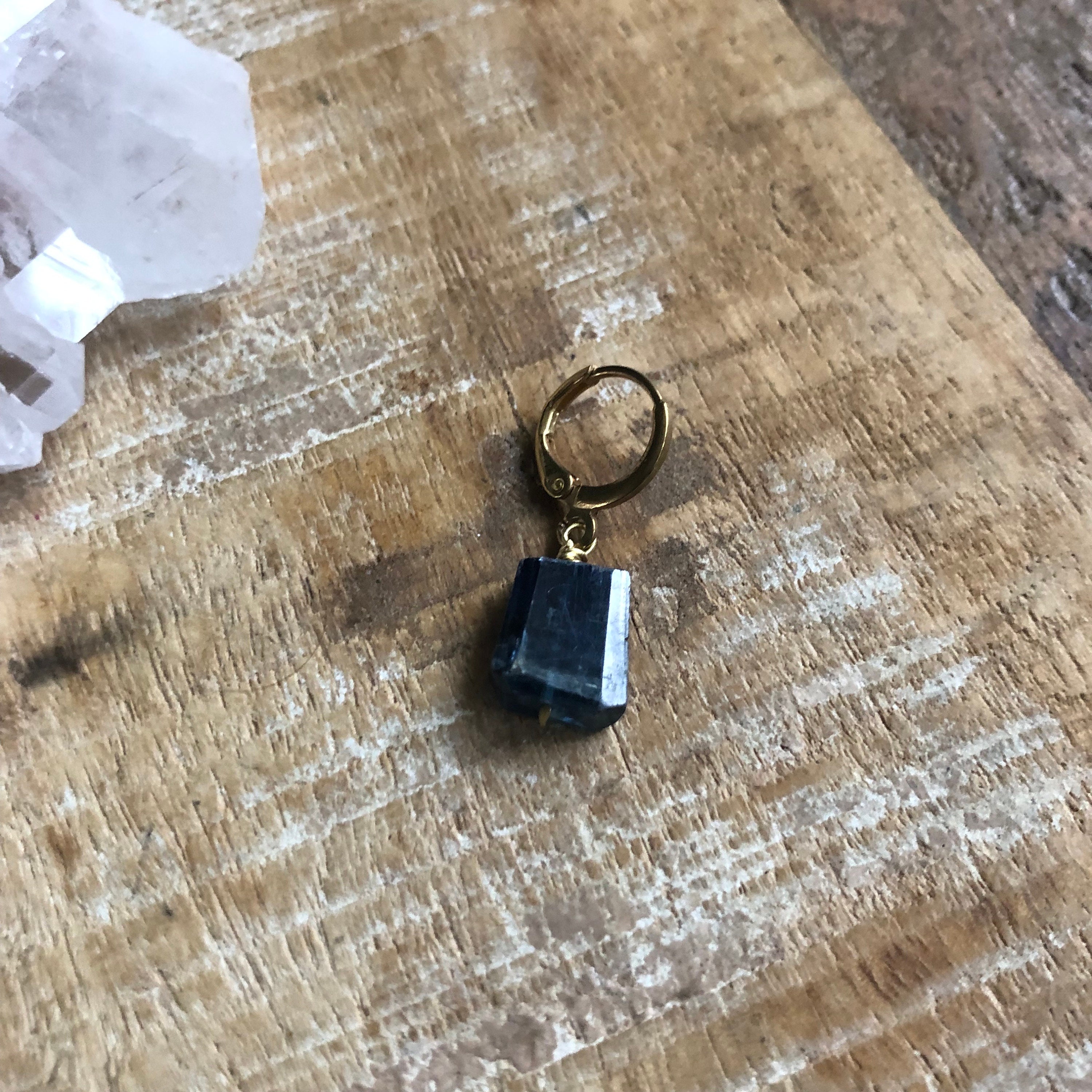 Blue Kyanite And Brass Earring Single Mix And Match Earrings
