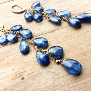 Blue Kyanite Gemstone Earrings: 14k Gold Fill Boho Dangles