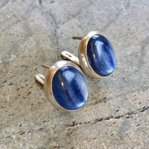 Kyanite Earrings, Blue Kyanite, Natural Kyanite, Blue Earrings, Large Stone Earrings, African Kyanite, Vintage Earrings, 925 Silver, Kyanite