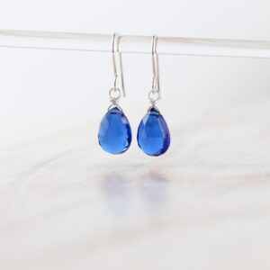 Kyanite Blue Quartz Earrings In Sterling Silver, Gold Or Rose Gold Filled On Hook, Lever Back Or Long Marquise Ear Wires