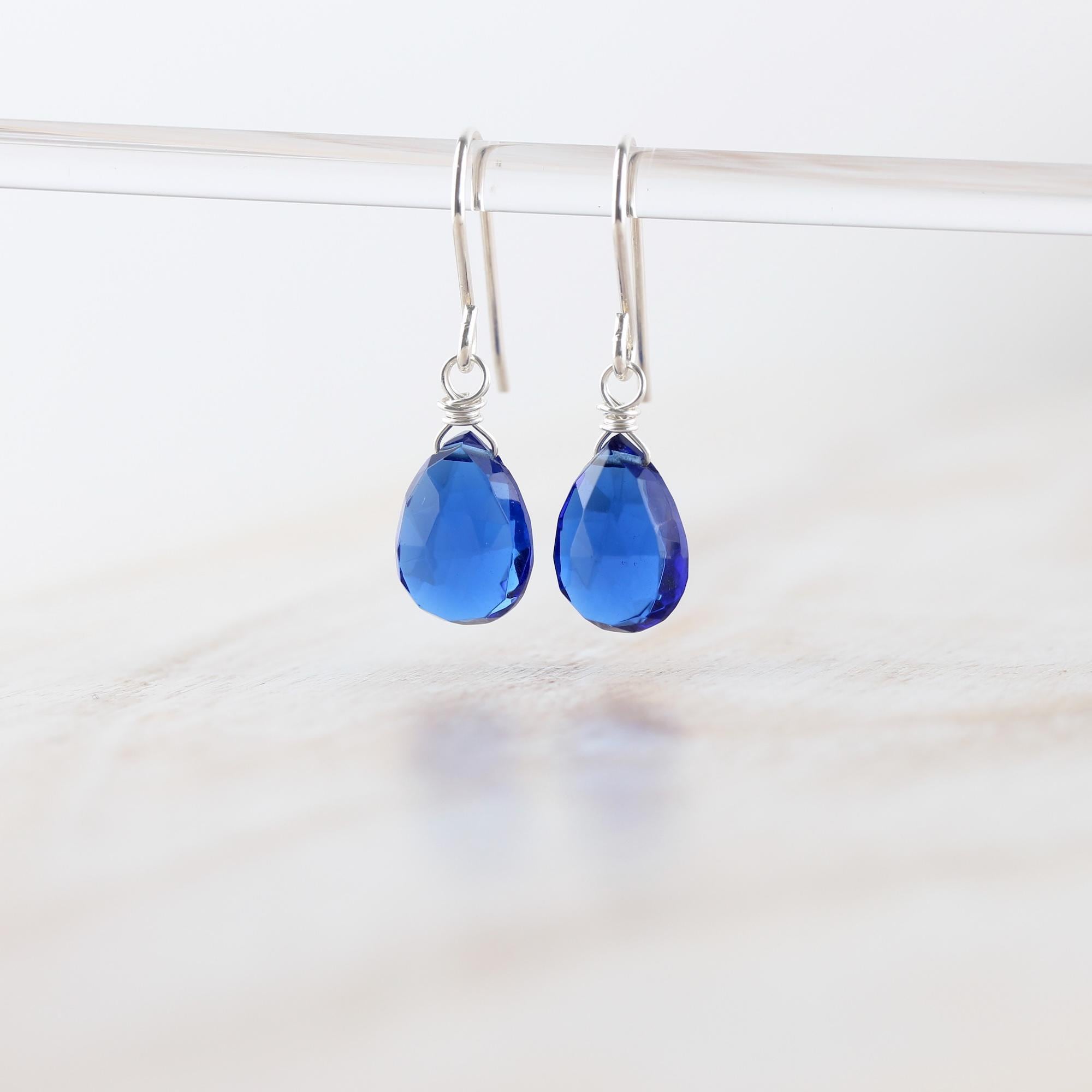 Kyanite Blue Quartz Earrings In Sterling Silver, Gold Or Rose Gold Filled On Hook, Lever Back Or Long Marquise Ear Wires