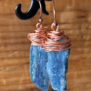 Blue Kyanite Earrings, Raw Kyanite Earrings, Handmade Earrings, Blue Earrings, Copper Wire, Natural Kyanite