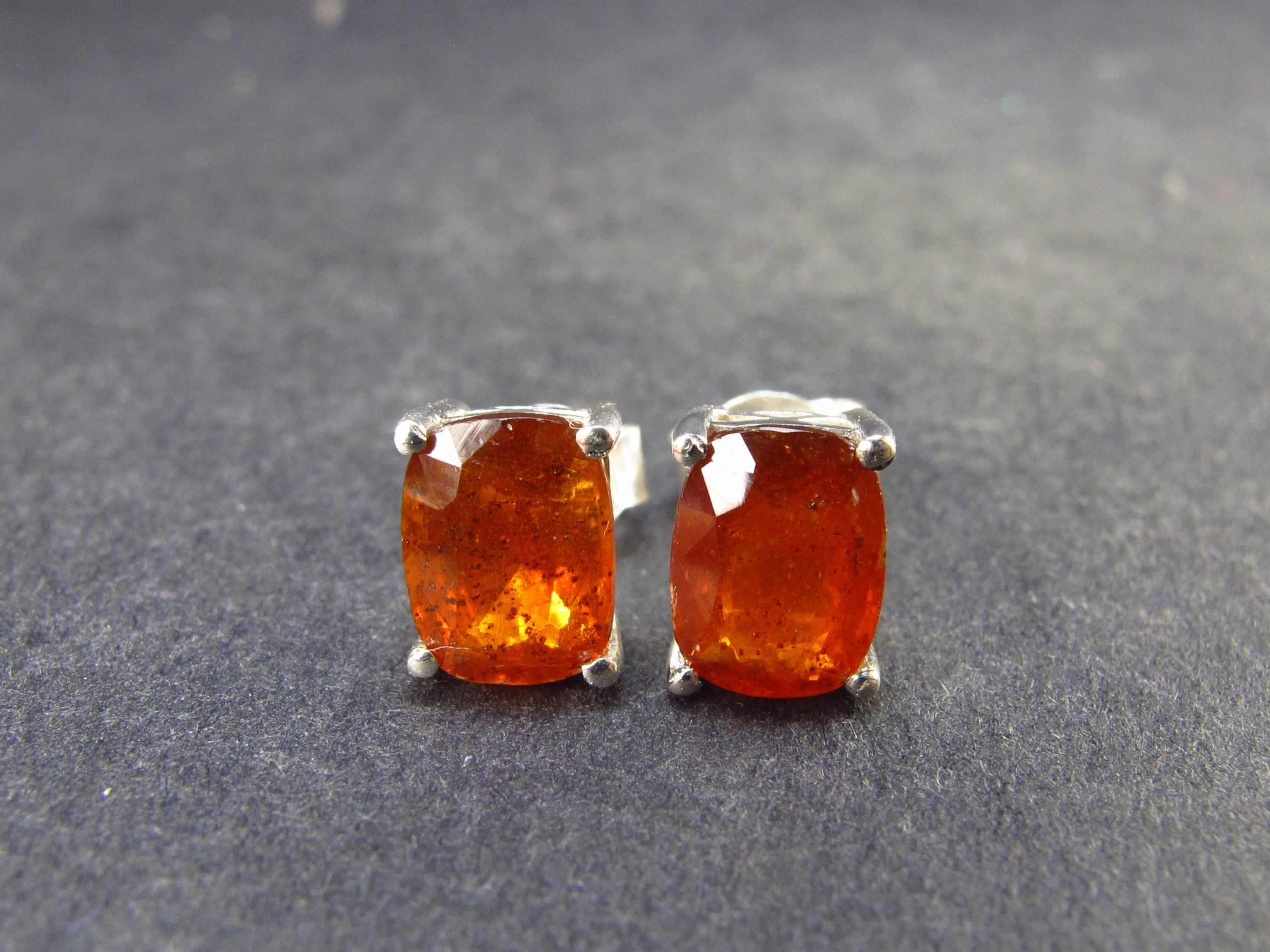 Faceted Orange Kyanite Crystal Stud Earrings From Brazil - 2.0 Grams Faceted Orange Kyanite Crystal Stud Earrings From Brazil - 2.0 Grams