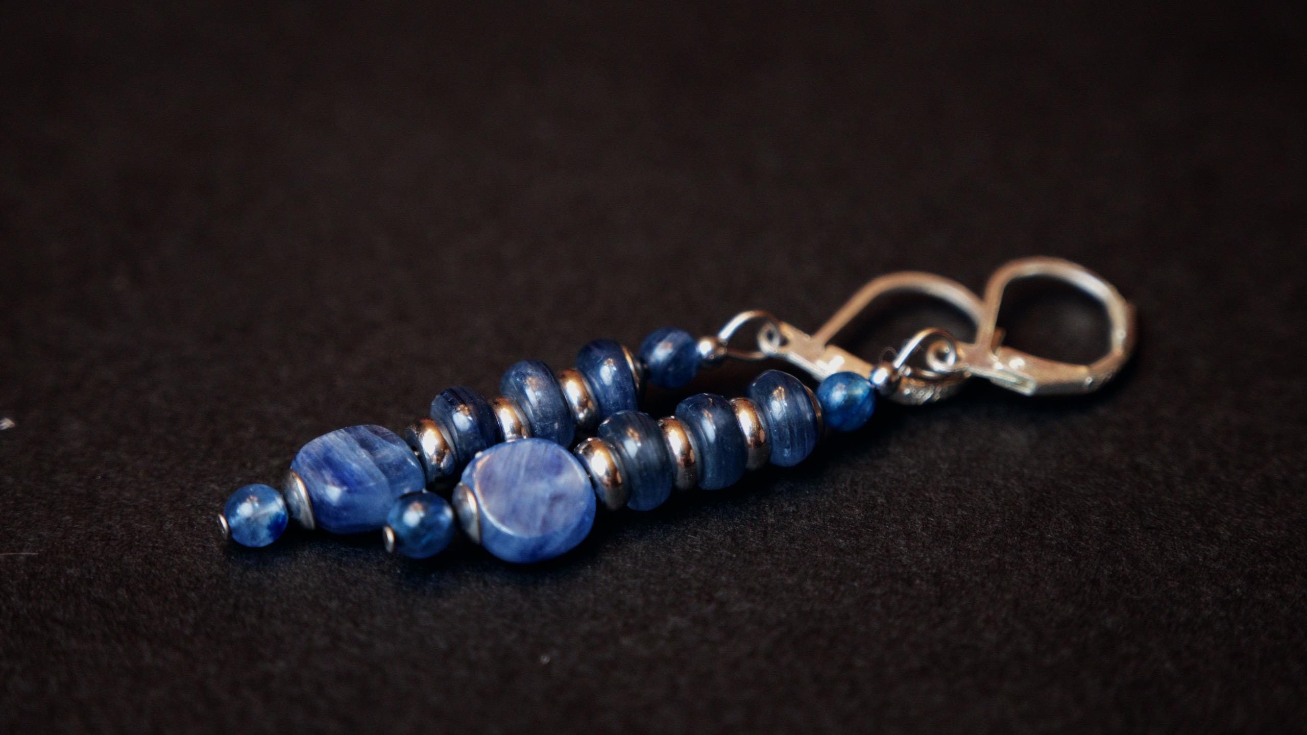Genuine Untreated Blue Kyanite Sterling Silver Earrings