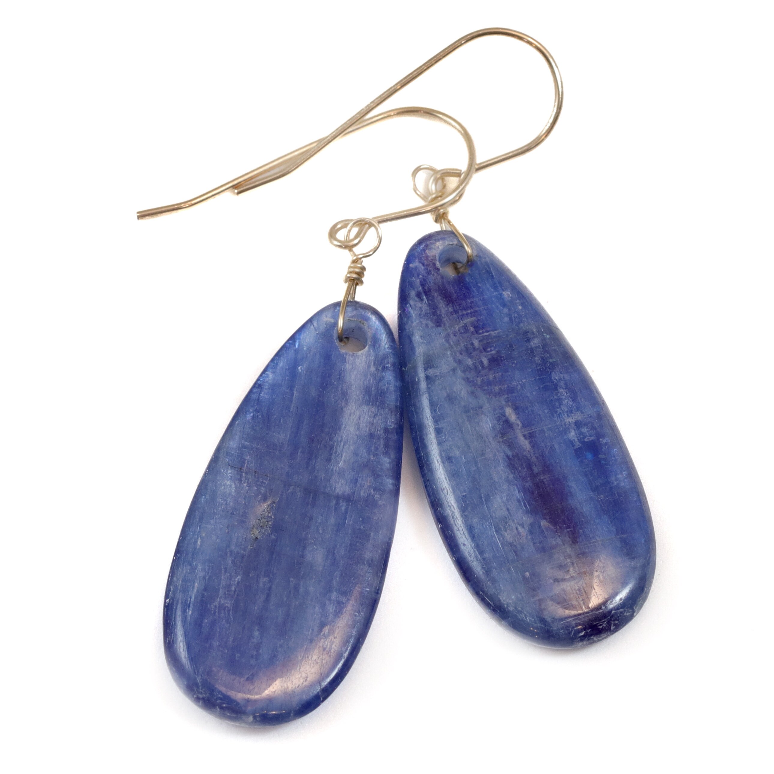 Kyanite Earrings High Quality Large Long Smooth Teardrop 14k Solid Gold Or Filled Or Sterling Silver Rich Blue Natural Real Simple 2 Inch