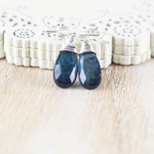 Moss Kyanite Earrings In 925 Sterling Silver, 14kt Gold Or Rose Gold Filled. Aaa Blue Gemstone, Wire Wrapped Boho Jewelry For Women