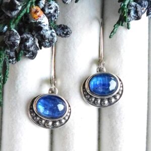 Natural Blue Kyanite Drop Earrings: Sterling Silver, Mystical Gemstone Gift