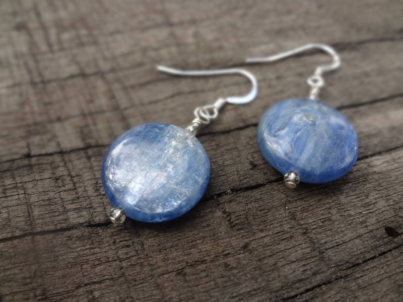 Kyanite Earrings. Natural Blue Gemstone Dangle And Drop Earrings Handmade In Australia By Miss Leroy.