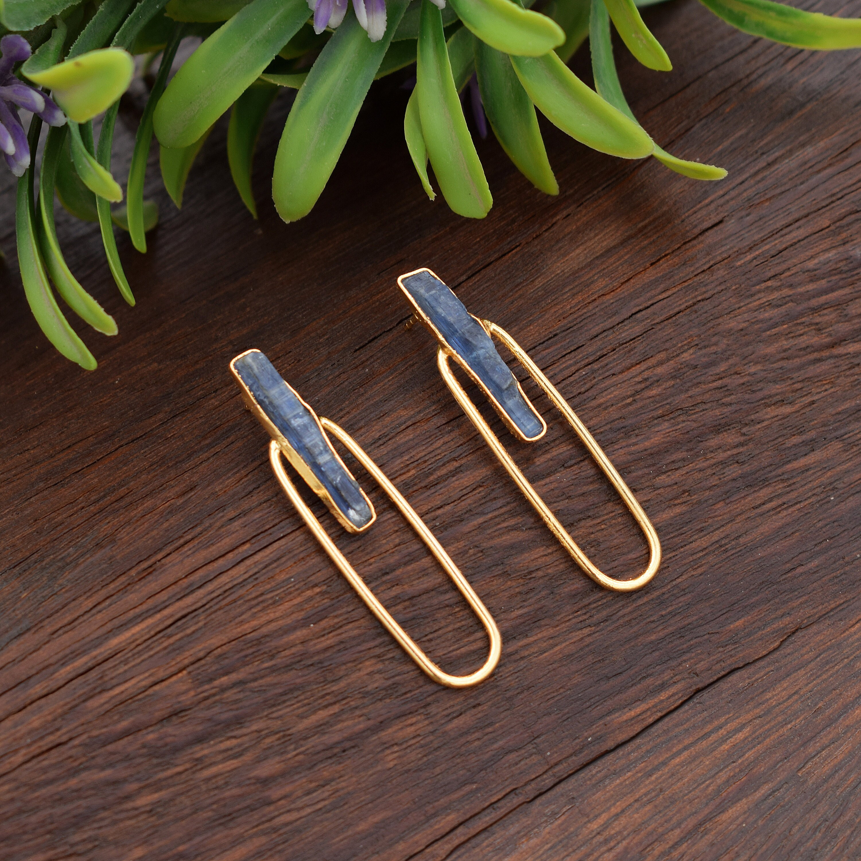 Natural Raw Kyanite Earrings Rough Kyanite Earrings Drop Dangle Earrings Minimal Jewelry Gemstone Earring Copper Earring