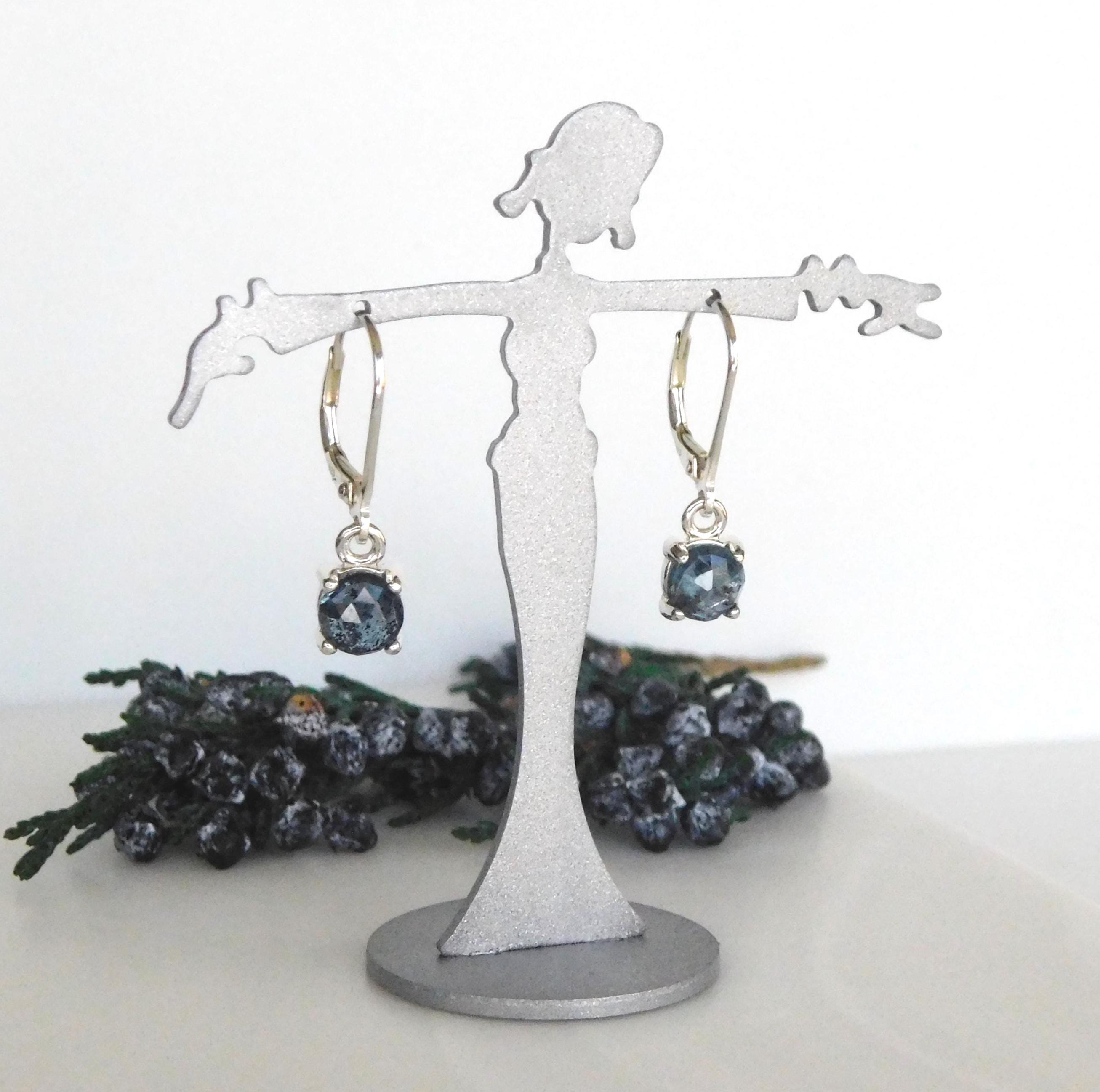 Natural Teal Kyanite 6mm Drop Earrings: Unusual Gemstone, Sterling Silver Natural Teal Kyanite 6mm Drop Earrings: Unusual Gemstone, Sterling Silver