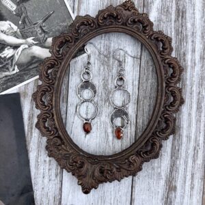 Orange Kyanite Fine Silver Crystal Drop Earrings / Long Dangle Witchy Earrings