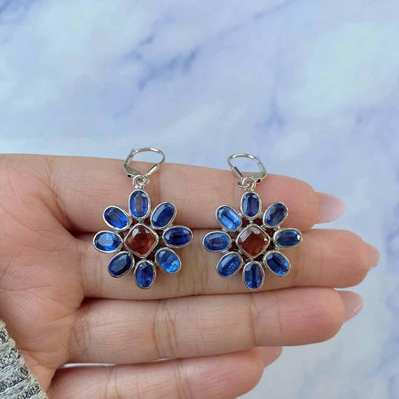 Kyanite / Orange Kyanite Leverback Earring / 925 Sterling Silver / Healing Gemstone /gift For Her / Cushion Cut / Dainty Earring Kyn-cce-11.