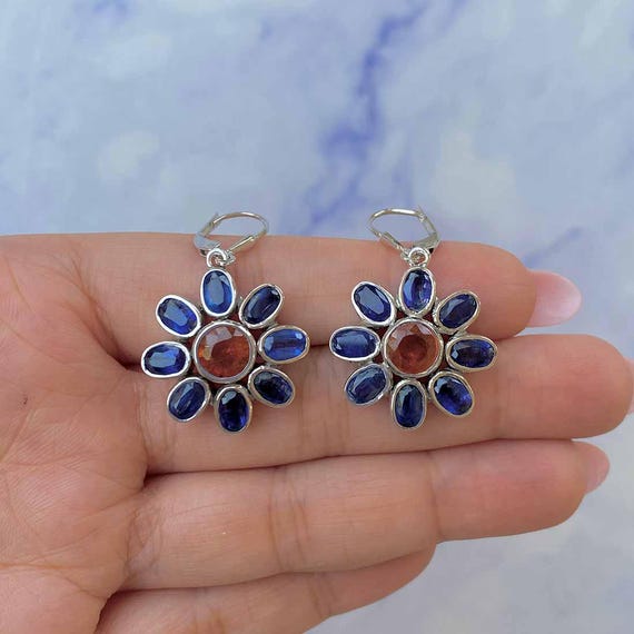Kyanite / Orange Kyanite Leverback Earring / 925 Sterling Silver / Healing Gemstone / Gifts For Her / Kyanite / Dainty Earring Kyn-cce-18.