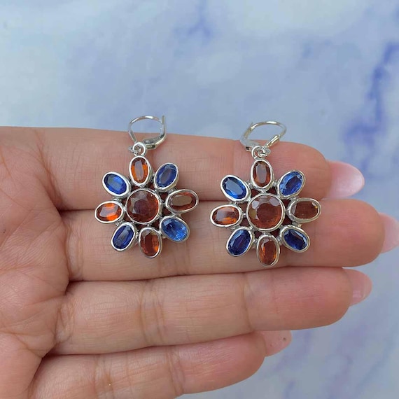 Kyanite / Orange Kyanite Leverback Earring / 925 Sterling Silver Earring / Healing Gemstone / Gifts For Her / Dainty Earring Kyn-cce-79.