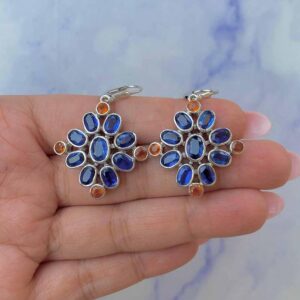 Kyanite / Orange Kyanite Leverback Earring / 925 Sterling Silver/ Healing Gemstone / Gift For Her / Oval Cut / Dainty Earring Kyn-cce-41.
