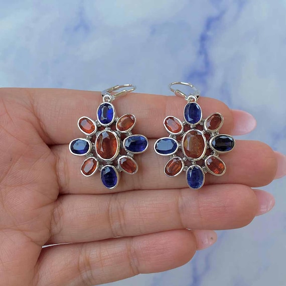 Kyanite / Orange Kyanite Leverback Earring / 925 Sterling Silver / Healing Gemstone / Gift For Her / Kyanite / Dainty Earring Kyn-cce-66.