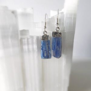 Raw Blue Kyanite Crystal Earrings • Blue Stone Silver Raw Gemstone Earrings, • Handmade Kyanite Jewelry • Gift For Crystal Lover •