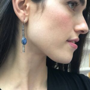 Silver Tribal Earrings, Kyanite Earrings, Silver Long Earrings, Blue Statement Earrings, Blue Tribal Earrings, Blue Eye Earrings, Kyanite