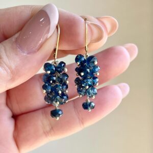 Teal Kyanite Earrings, Teal Blue Kyanite Cluster in Gold Filled or Sterling Silver, Gemstone Beaded Jewelry, Boho Chic Drops, Gift for her