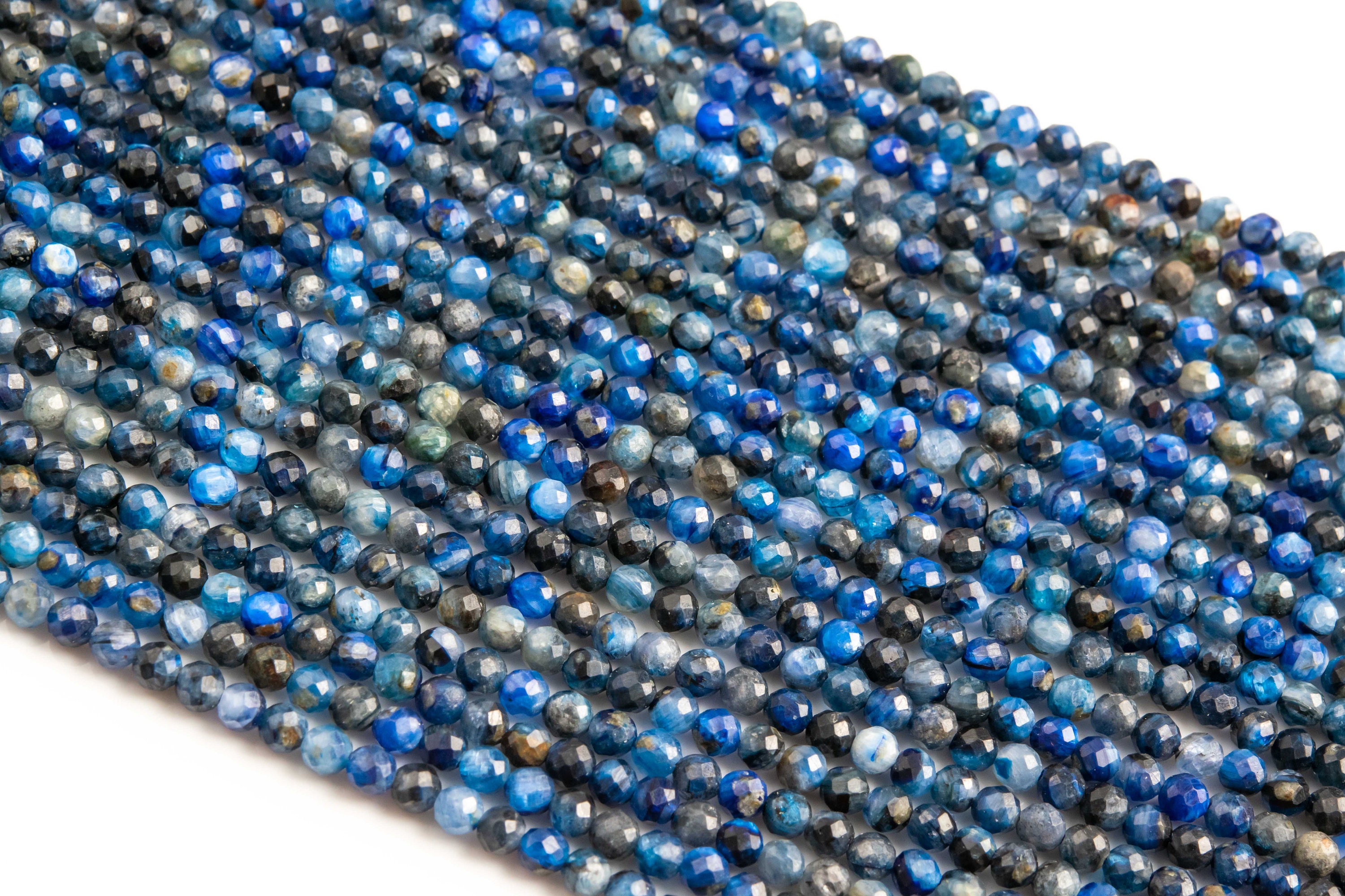 3mm Kyanite Beads Grade A Genuine Natural Gemstone Full Strand Faceted Round Loose Beads 15.5" Bulk Lot Options (117606-3961)