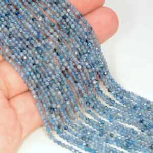 3MM Genuine Kyanite Gemstone Grade AAA Micro Faceted Loose Beads 15.5 inch Full Strand LOT 1,2,6,12 and 50 (80007508-488)