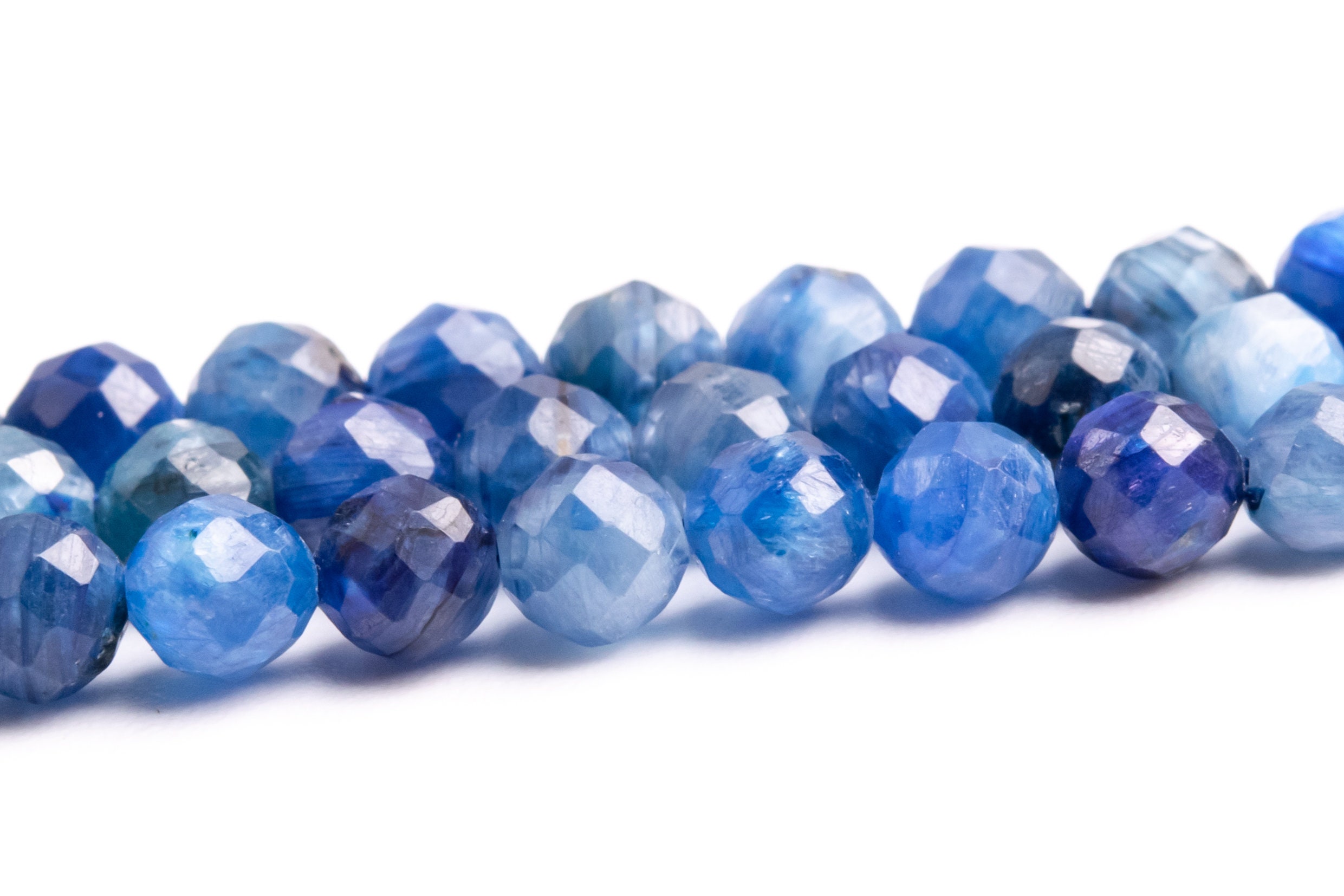4mm Blue Kyanite Beads Grade A+ Genuine Natural Gemstone Faceted Round Loose Beads 15" / 7.5" Bulk Lot Options (119126)