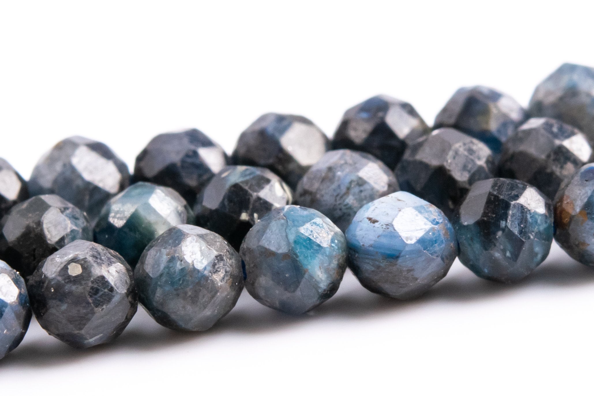 4mm Dark Blue Kyanite Beads Grade Ab Genuine Natural Gemstone Faceted Round Loose Beads 15" / 7.5" Bulk Lot Options (117605)
