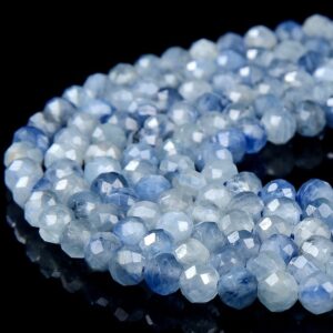 4MM Natural Kyanite Gemstone Grade AAA Micro Faceted Round Beads 15 inch Full Strand BULK LOT 1,2,6,12 and 50 (80017288-P74)