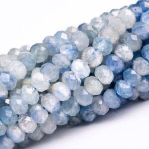 5x3MM Light Blue Kyanite Beads Grade A Genuine Natural Gemstone Faceted Rondelle Loose Beads 15.5" / 7.5" Bulk Lot Options (116926)