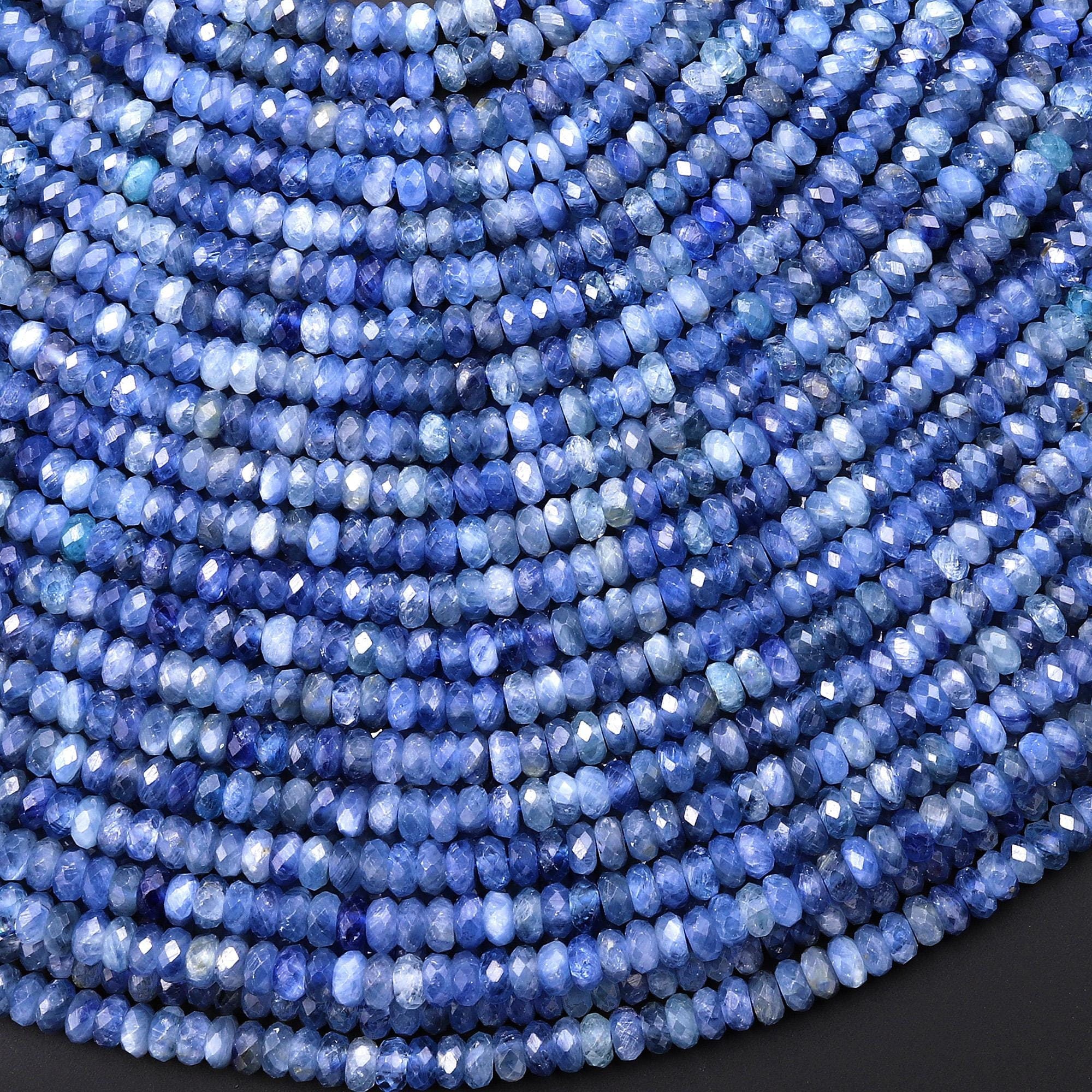 Aaa Faceted Natural Blue Kyanite 2mm 3mm 4mm Thin Rondelle Beads 15.5" Strand Aaa Faceted Natural Blue Kyanite 2mm 3mm 4mm Thin Rondelle Beads 15.5" Strand