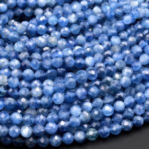 Aaa Natural Blue Kyanite Faceted 2mm 3mm 4mm 5mm Round Beads 15.5" Strand
