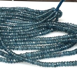 Aaa Natural Blue Indicolite Kyanite Loose Gemstone Beads Faceted Rondelle Size 4-6mm Approx 8inches Wholesale Price