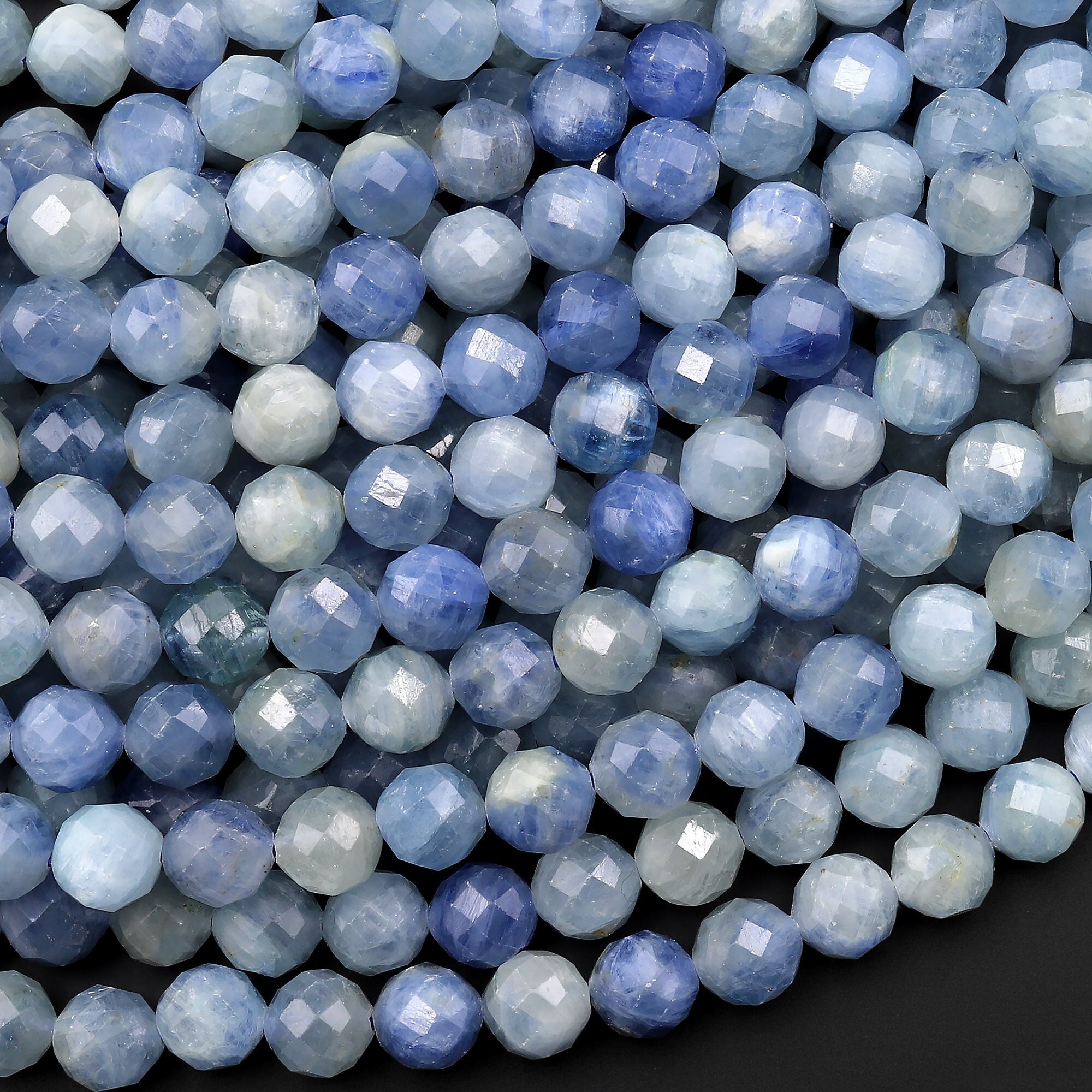 Aaa Natural Silvery Blue Kyanite Faceted 3mm 5mm 6mm 7mm Round Beads 15.5" Strand Aaa Natural Silvery Blue Kyanite Faceted 3mm 5mm 6mm 7mm Round Beads 15.5" Strand
