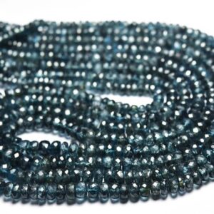 Dark Moss Kyanite Beads - Beautiful Natural Faceted Teal Blue Moss Kyanite Rondelles - Micro Cut - Size is 4 - 7 mm #2117