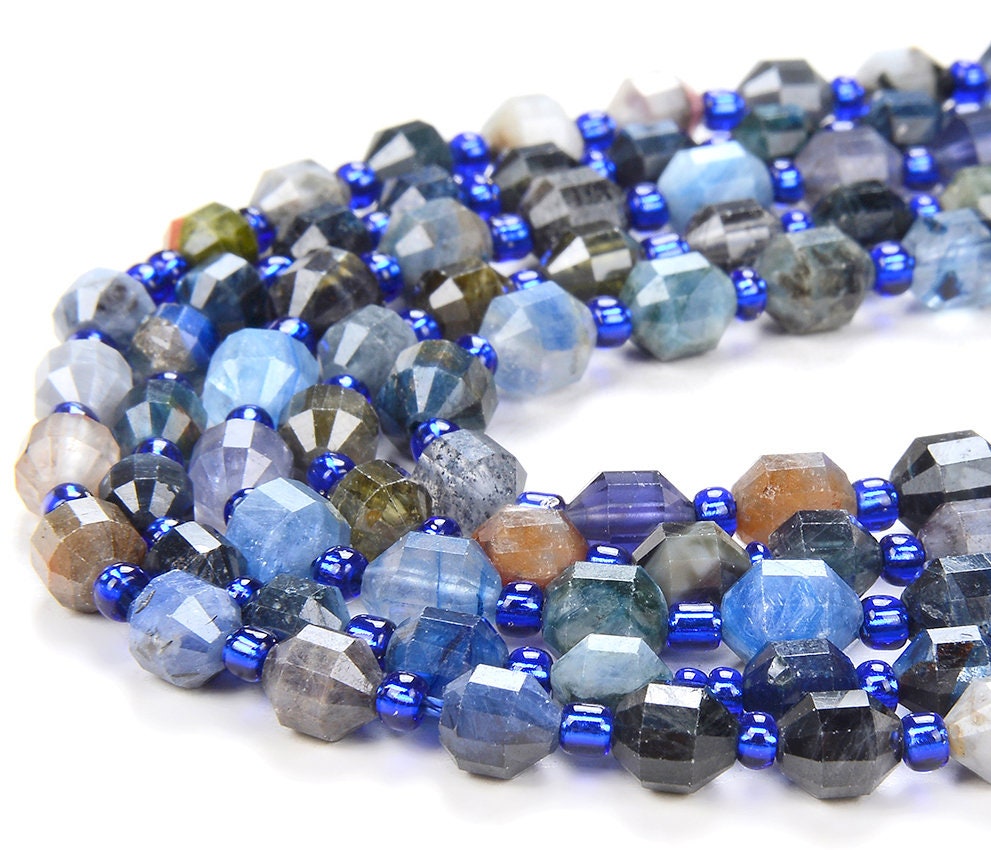Kyanite Gemstone Grade A Faceted Prism Double Point Cut 6mm 7mm Loose Beads (d214)
