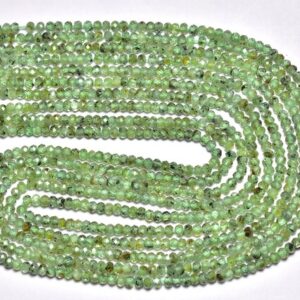 Moss Mint Green Kyanite - 13 inches - Natural Most Beautiful Micro Cut Faceted Moss Green Kyanite Rondelle - Size is 3mm #228