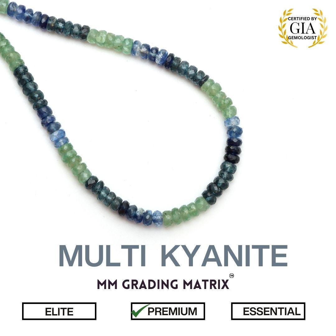 Multi Kyanite Faceted Rondelle Shape Beads, 5 Mm- 5.5 Mm Natural Multi Kyanite Gemstone Beads, Green Blue Kyanite Rondelle Beads For Jewelry