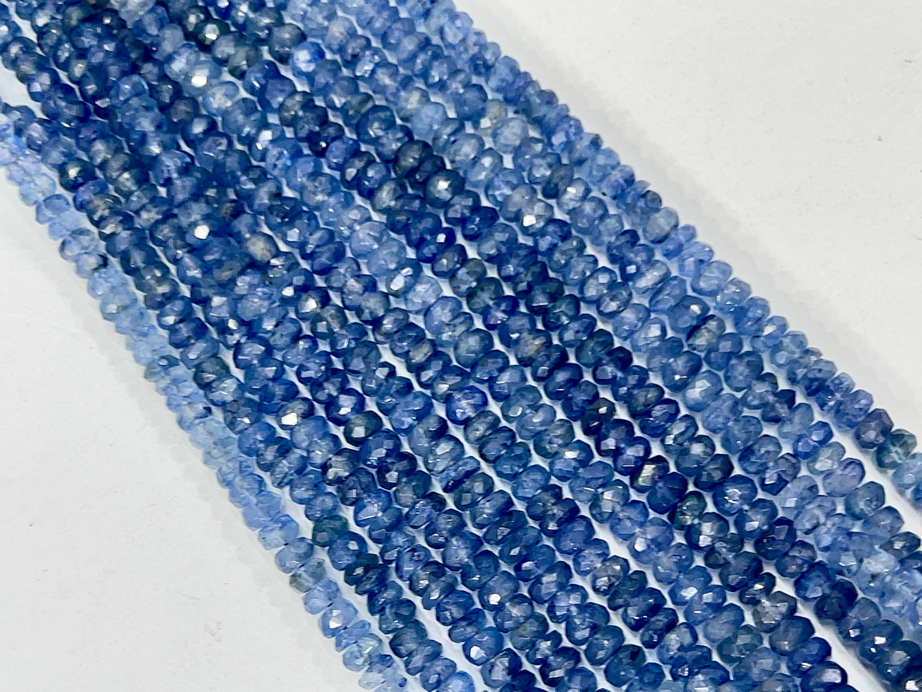 Natural Blue Kyanite Gemstone Beads: Faceted Rondelle Strand (4-5mm)
