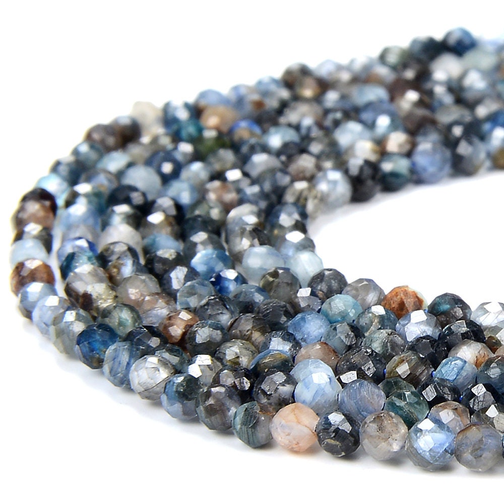 Natural Blue Kyanite Gemstone Grade A Micro Faceted Round 2mm Loose Beads 15 Inch Full Strand (80018200-p95)