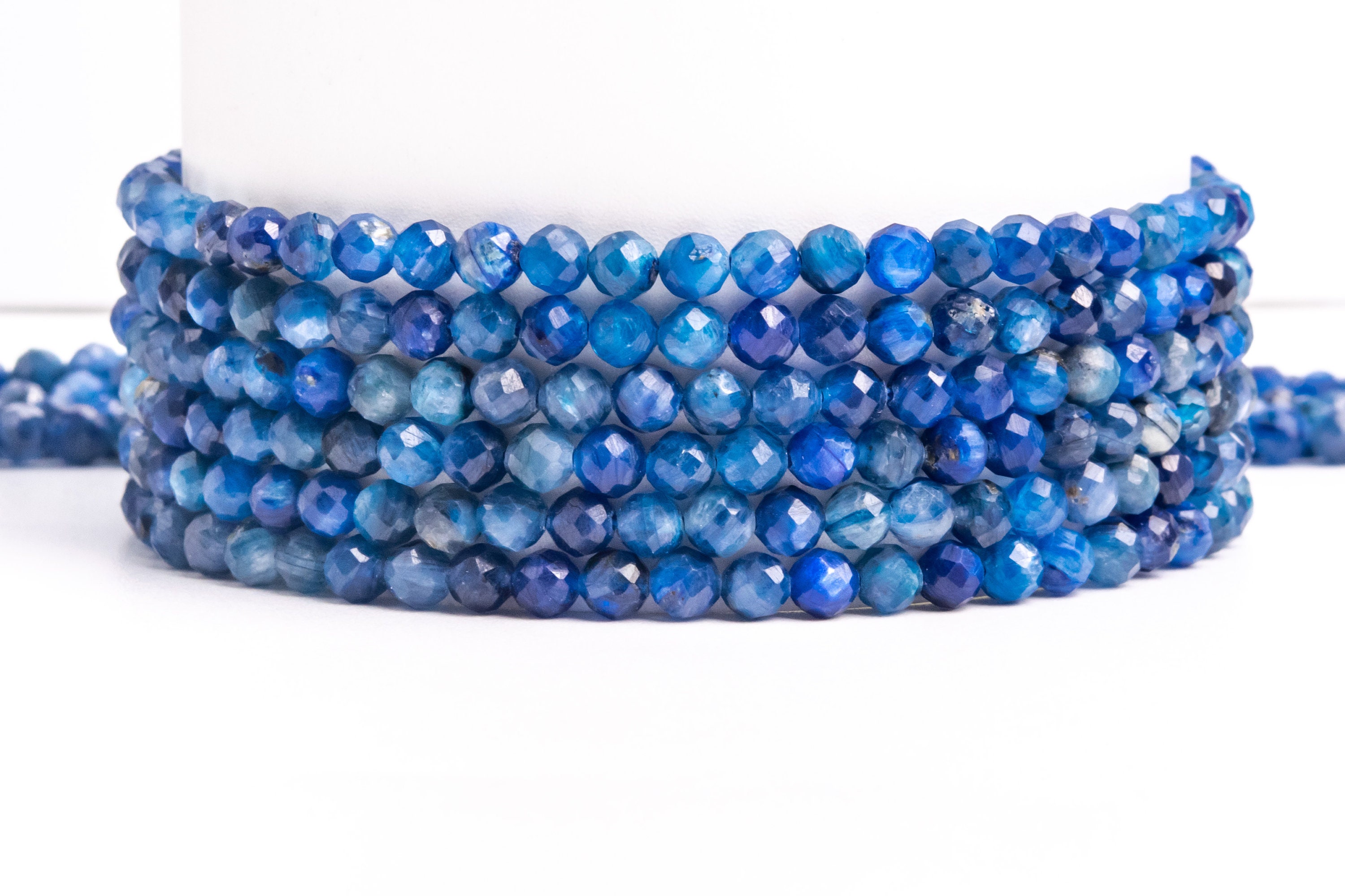 Natural Blue Kyanite Gemstone Grade A+ Faceted Round 4mm Loose Beads